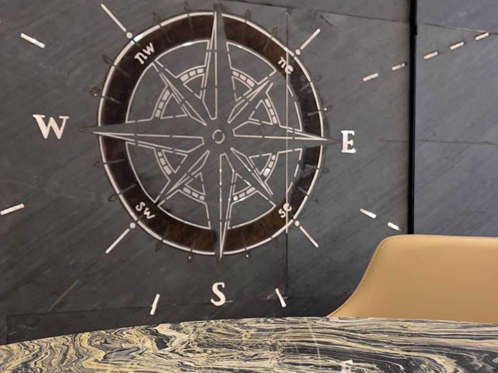 CAFE DEL BELLO roasting and grinding station as focal point