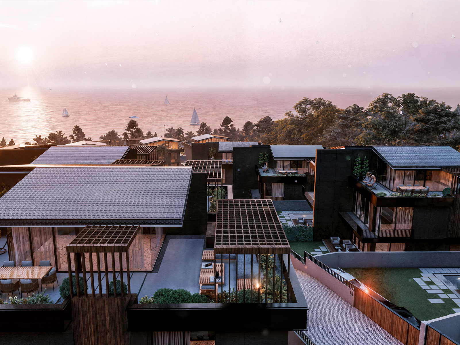 Tutku Premium Villas hillside masterplan with sea view orientation