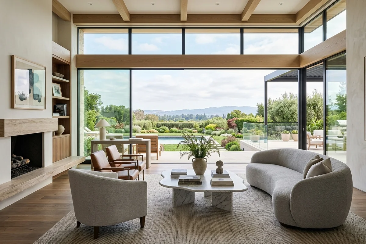 Luxurious living room designed by high end residential architects