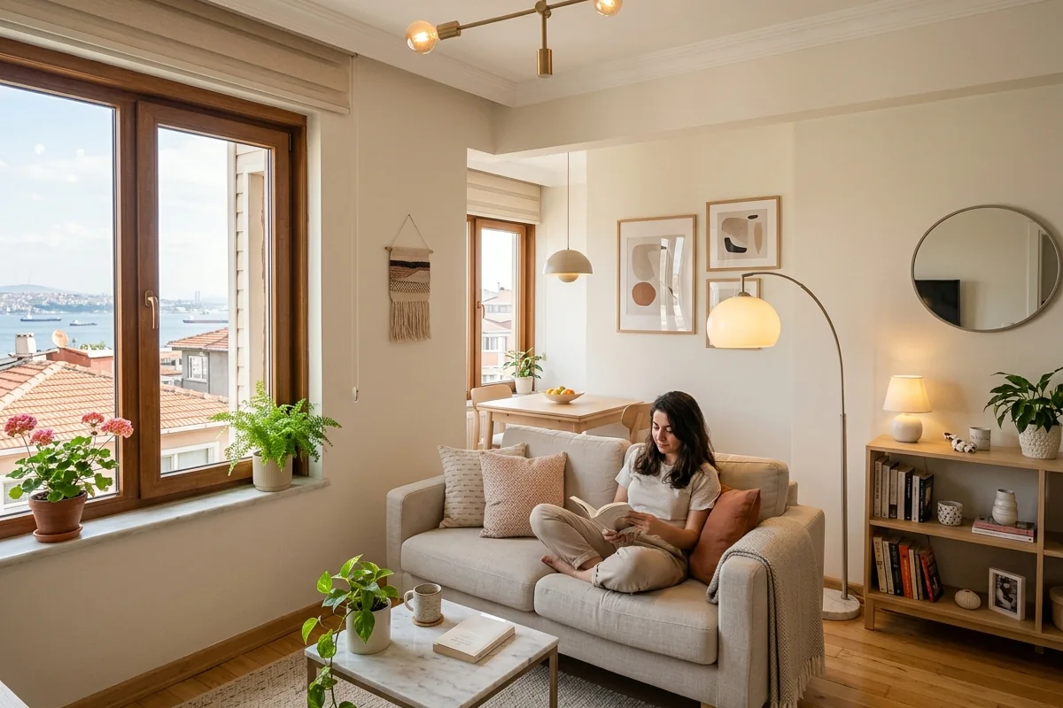 Maximizing space in small Istanbul apartments using layered lighting and neutral color palette Maximizing space in small Istanbul apartments using layered lighting and neutral color palette