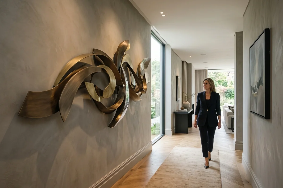 The role of art in high-end interior design — sculptural installation in a bespoke corridor