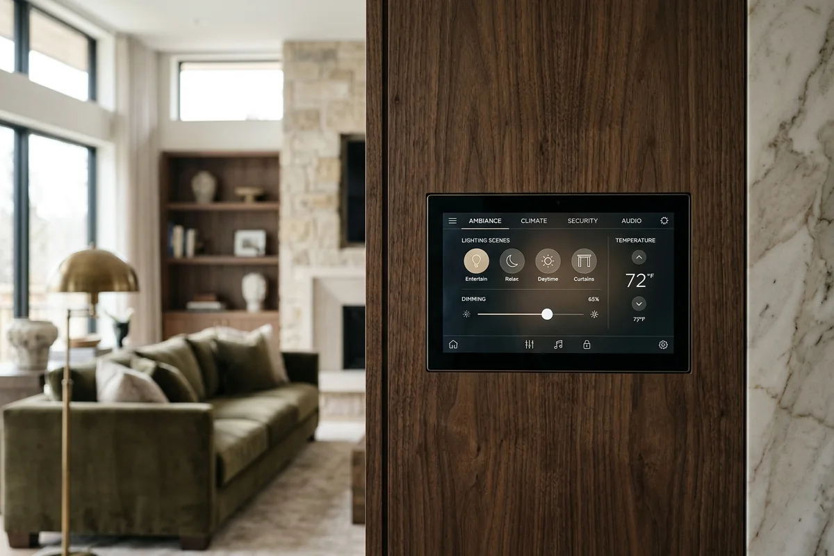 Smart home technology for luxury interiors control panel design detail