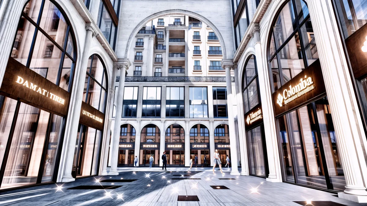 Arched shopping passage with classical columns at Meydan Kartal