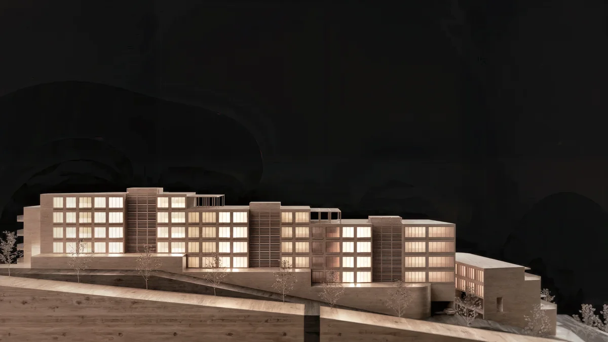 Low rear view of the Cennet Çınarcık model with repeated windows and screened stair cores