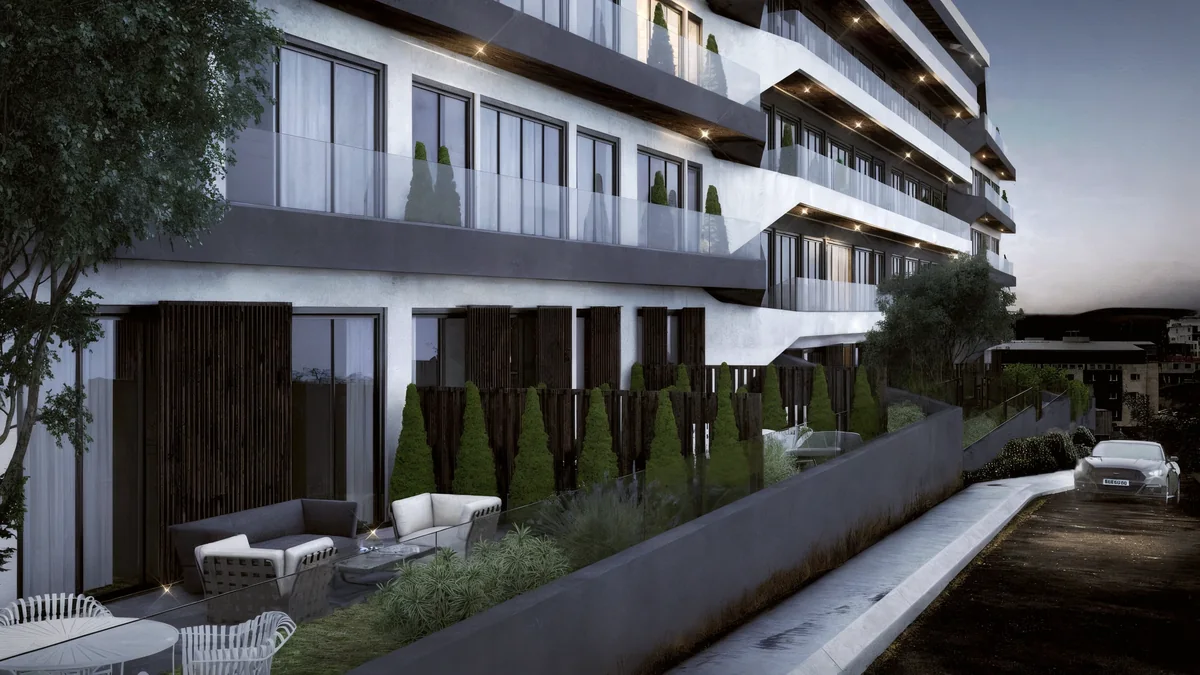 Cennet Yalova planted ground-floor terraces and timber screens beside the perimeter street