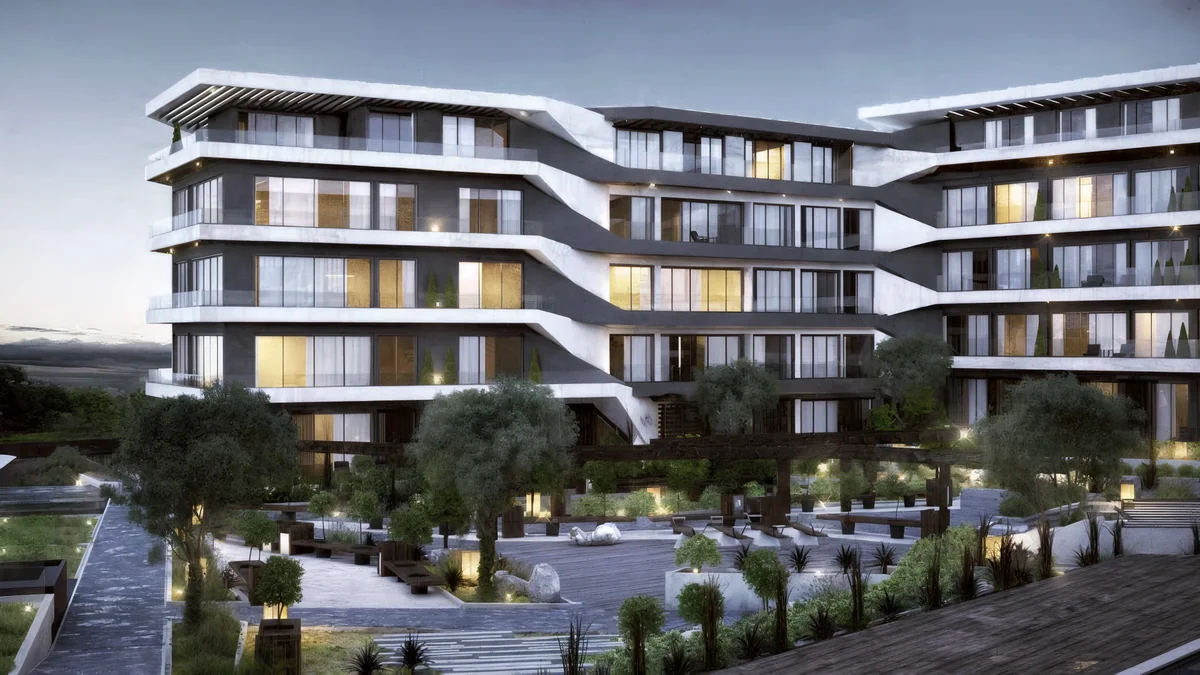 Cennet Yalova apartment wings surrounding a planted communal courtyard