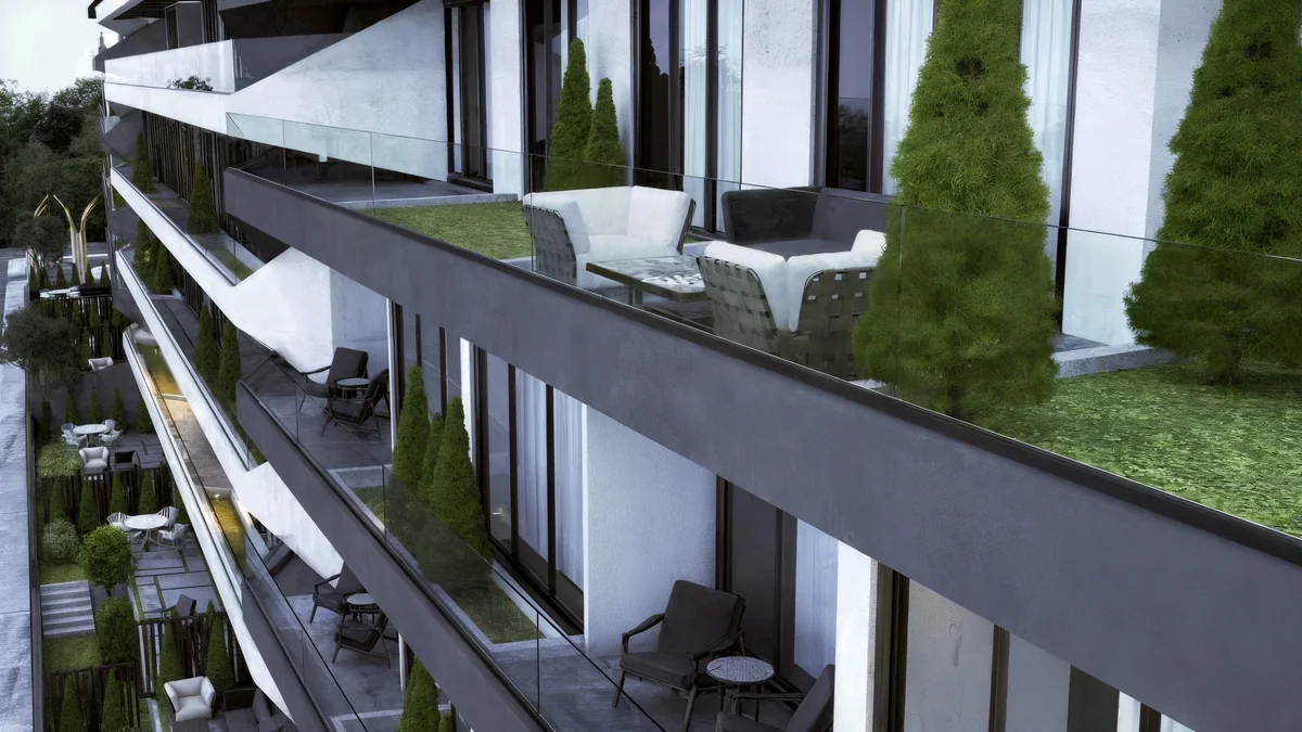 Cennet Yalova glazed balconies with planted strips and outdoor seating